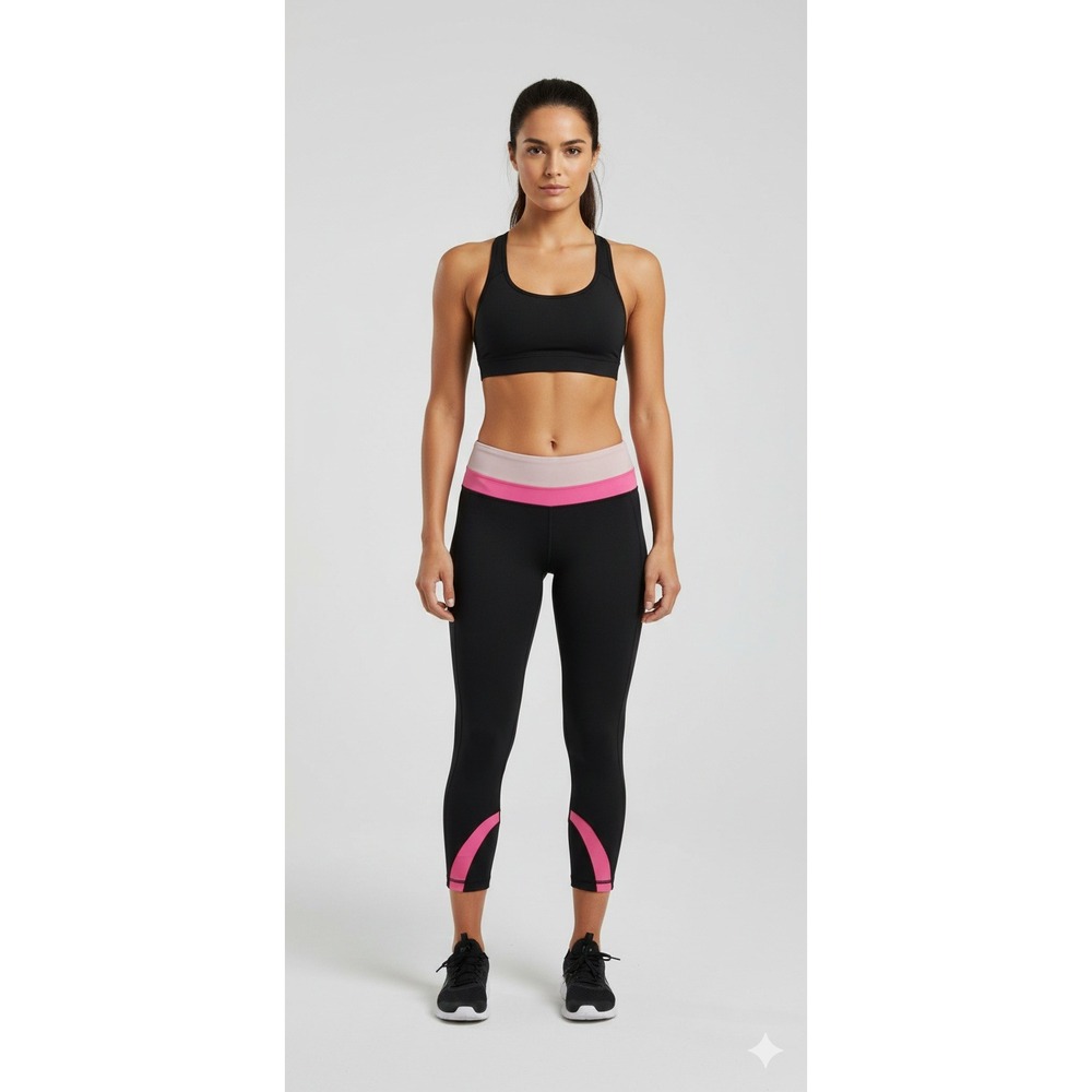 Lululemon Align Capri Leggings‎ Black Pink Waistband Athleisure Workout Womens